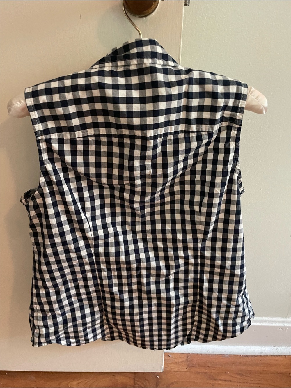 J. Crew Navy and White Gingham Sleeveless Button-Up - Picture 2 of 5